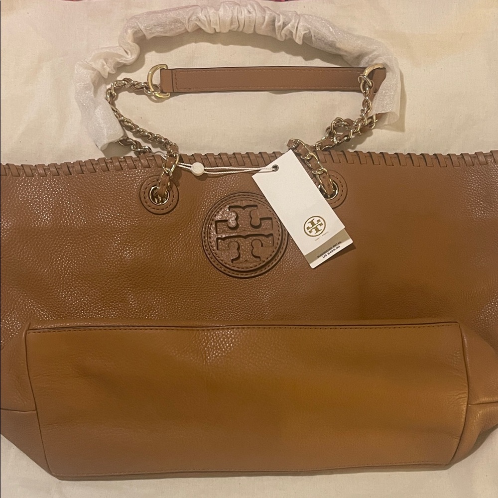Tory Burch Brown Leather Tote Bag